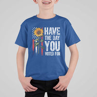 Have The Day You Voted For T Shirt For Kid Vintage American Flag Sunflower