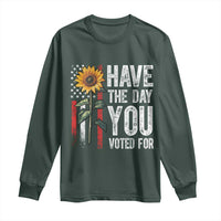 Have The Day You Voted For Long Sleeve Shirt Vintage American Flag Sunflower