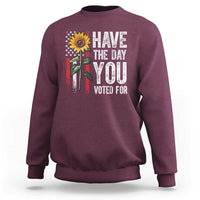 Have The Day You Voted For Sweatshirt Vintage American Flag Sunflower