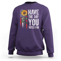 Have The Day You Voted For Sweatshirt Vintage American Flag Sunflower