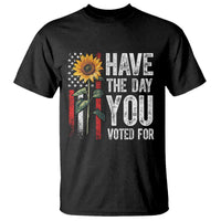 Have The Day You Voted For T Shirt Vintage American Flag Sunflower