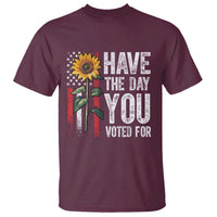 Have The Day You Voted For T Shirt Vintage American Flag Sunflower