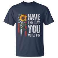 Have The Day You Voted For T Shirt Vintage American Flag Sunflower