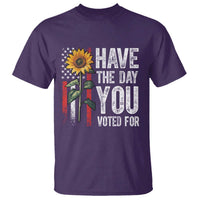 Have The Day You Voted For T Shirt Vintage American Flag Sunflower