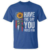 Have The Day You Voted For T Shirt Vintage American Flag Sunflower