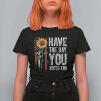 Have The Day You Voted For T Shirt For Women Vintage American Flag Sunflower
