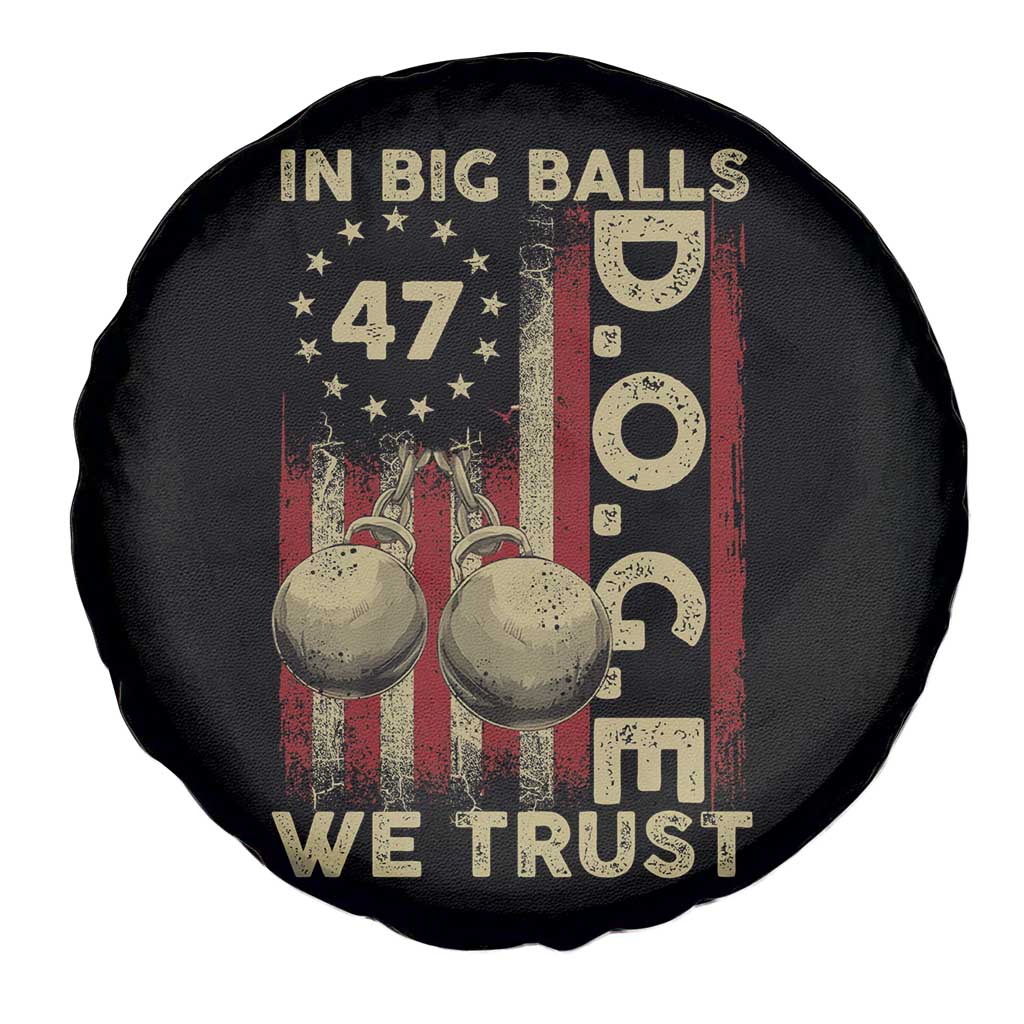 DOGE In Big Balls We Trust 2025 Spare Tire Cover Vintage Betsy Ross Flag