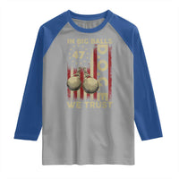 DOGE In Big Balls We Trust 2025 Raglan Shirt Vintage Betsy Ross Flag