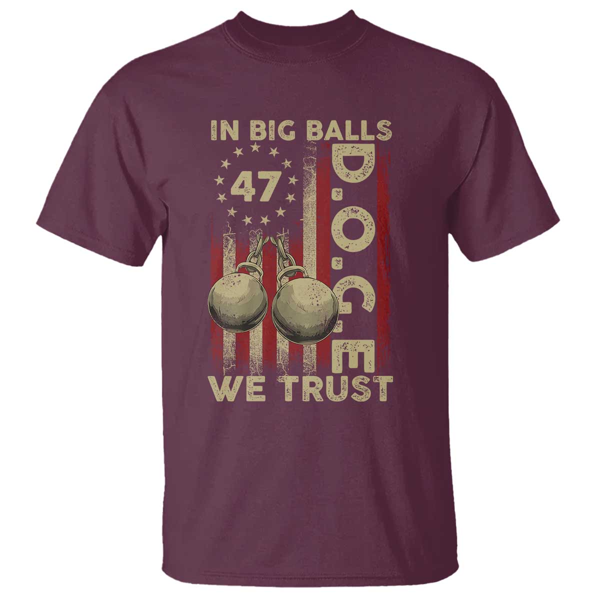 DOGE In Big Balls We Trust 2025 T Shirt Vintage Betsy Ross Flag