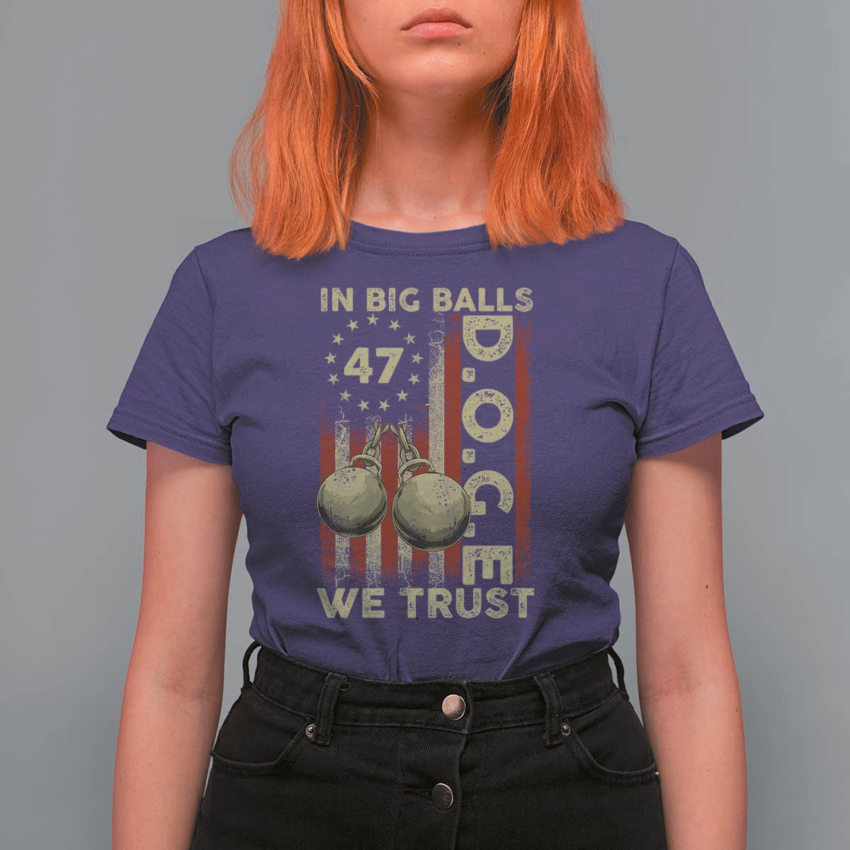 DOGE In Big Balls We Trust 2025 T Shirt For Women Vintage Betsy Ross Flag