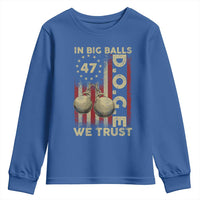 DOGE In Big Balls We Trust 2025 Youth Sweatshirt Vintage Betsy Ross Flag