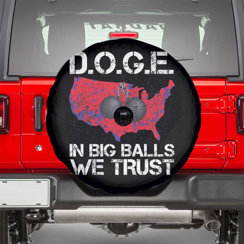 DOGE In Big Balls We Trust 2025 Spare Tire Cover Vintage American Map
