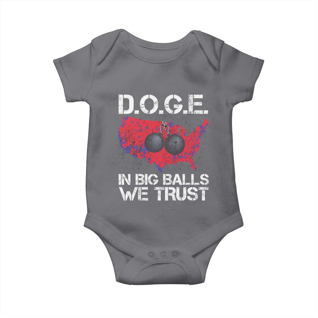 DOGE In Big Balls We Trust 2025 Baby Onesie Vintage American Map