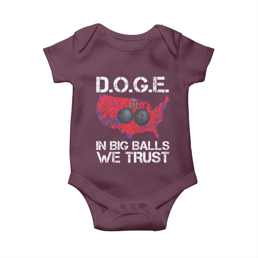 DOGE In Big Balls We Trust 2025 Baby Onesie Vintage American Map