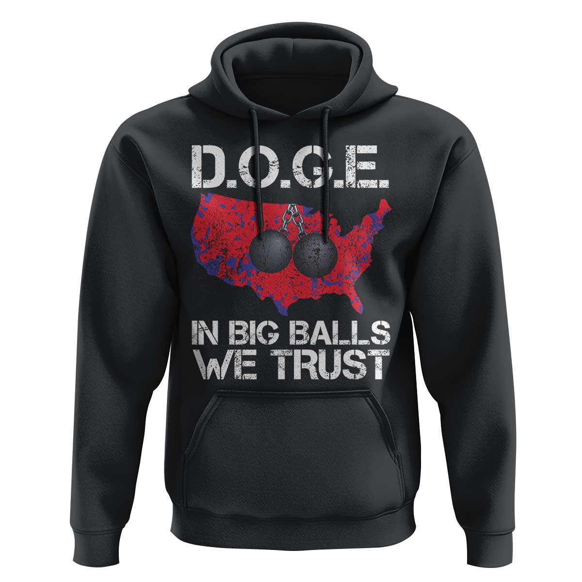 DOGE In Big Balls We Trust 2025 Hoodie Vintage American Map