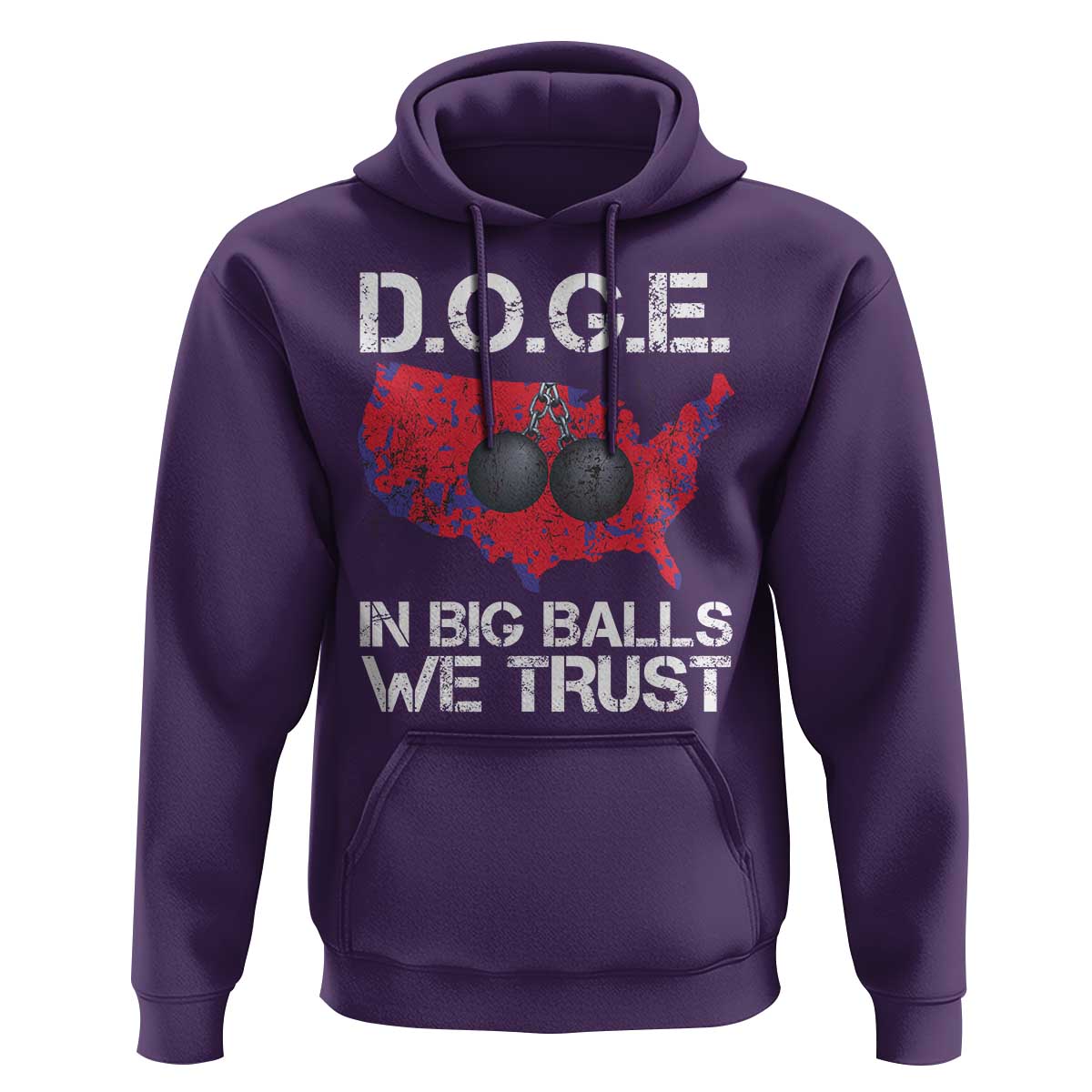 DOGE In Big Balls We Trust 2025 Hoodie Vintage American Map