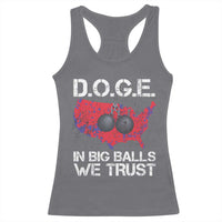 DOGE In Big Balls We Trust 2025 Racerback Tank Top Vintage American Map