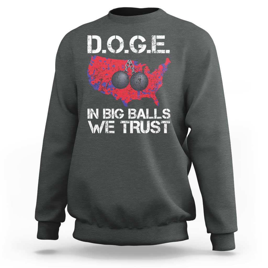 DOGE In Big Balls We Trust 2025 Sweatshirt Vintage American Map