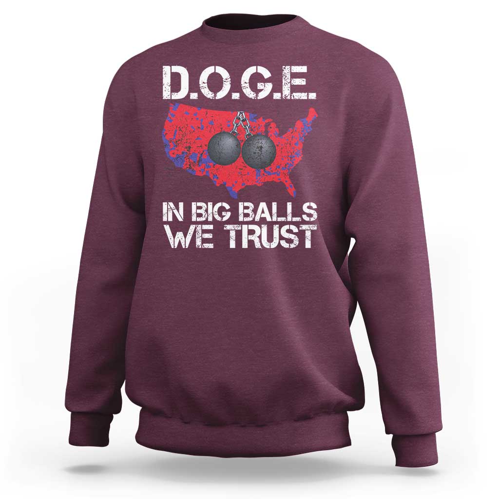 DOGE In Big Balls We Trust 2025 Sweatshirt Vintage American Map