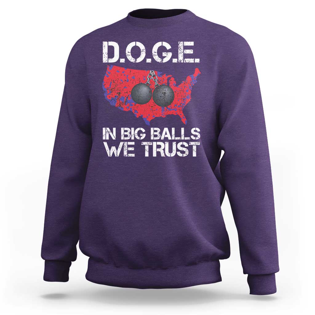 DOGE In Big Balls We Trust 2025 Sweatshirt Vintage American Map