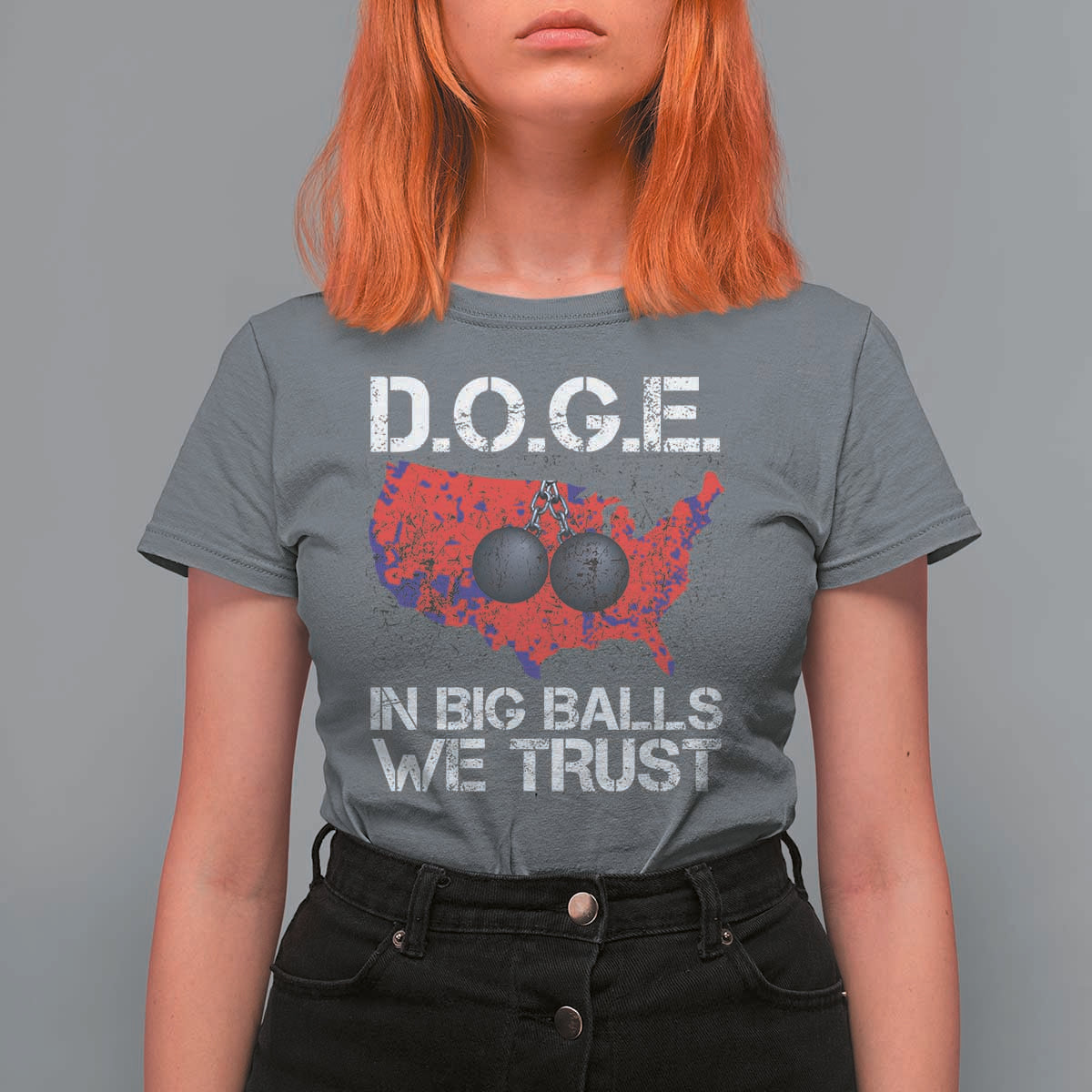 DOGE In Big Balls We Trust 2025 T Shirt For Women Vintage American Map