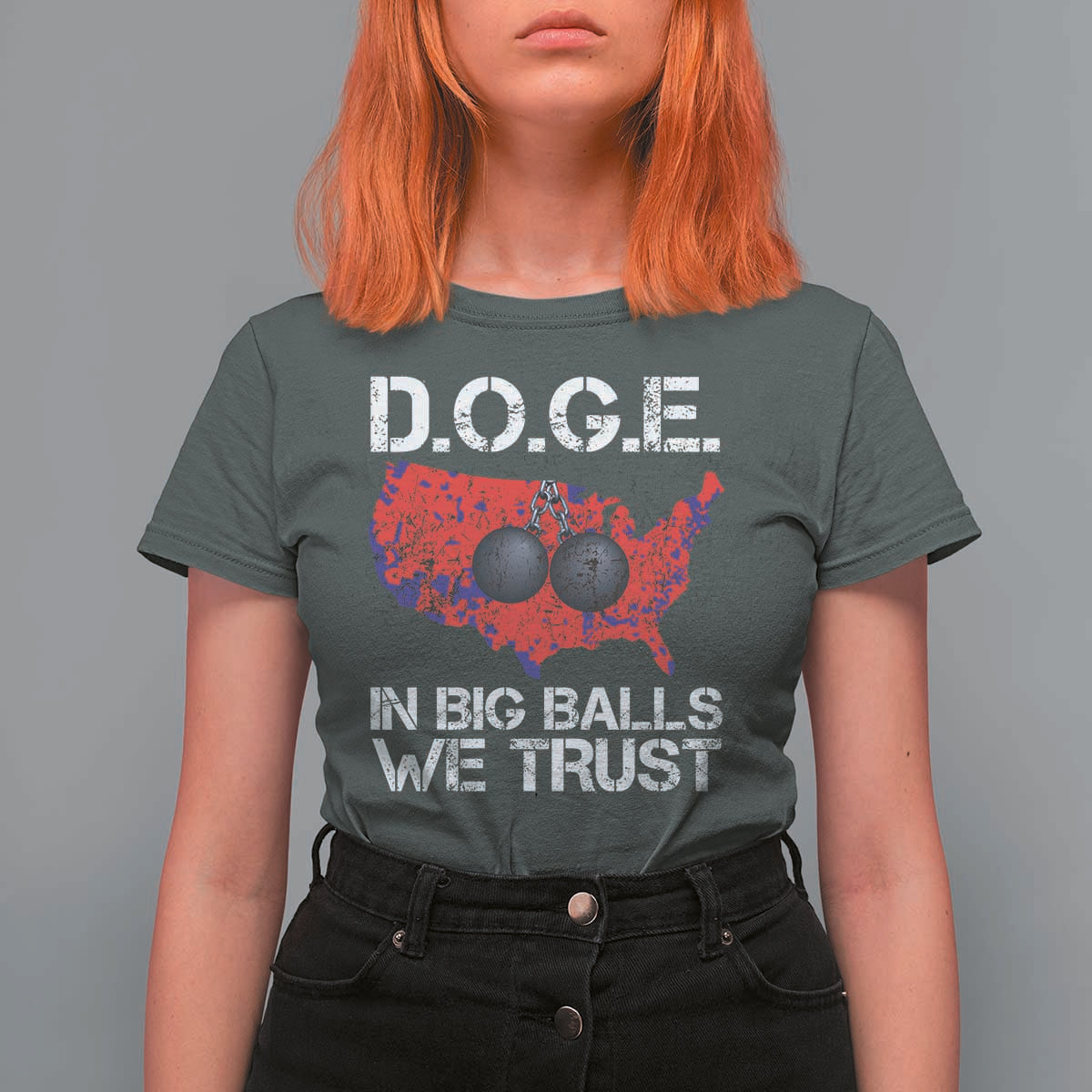 DOGE In Big Balls We Trust 2025 T Shirt For Women Vintage American Map
