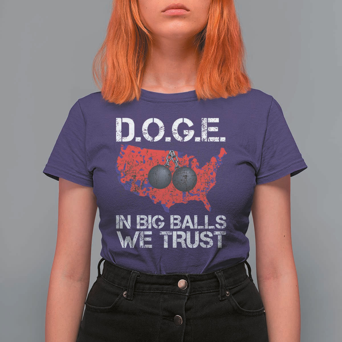 DOGE In Big Balls We Trust 2025 T Shirt For Women Vintage American Map