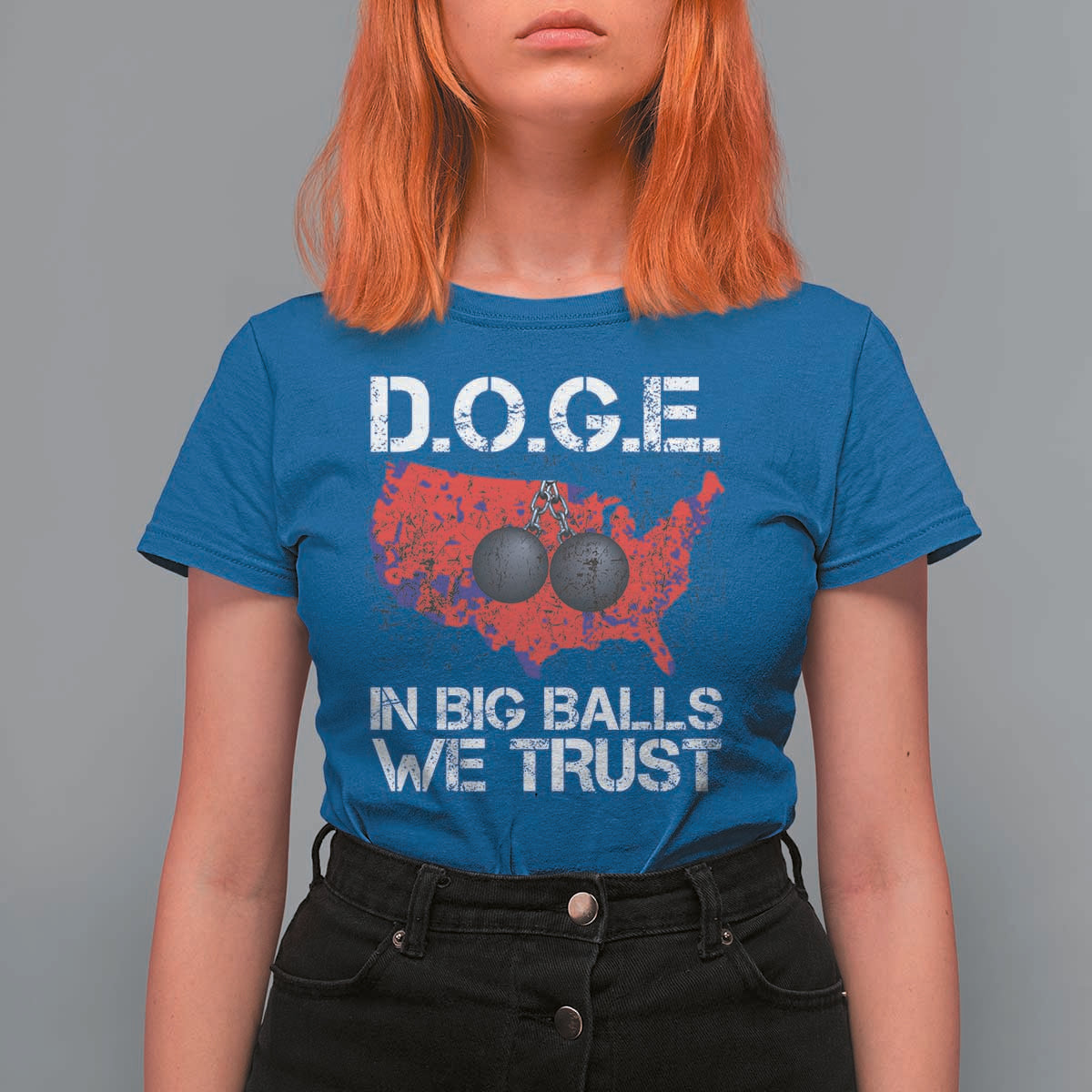 DOGE In Big Balls We Trust 2025 T Shirt For Women Vintage American Map