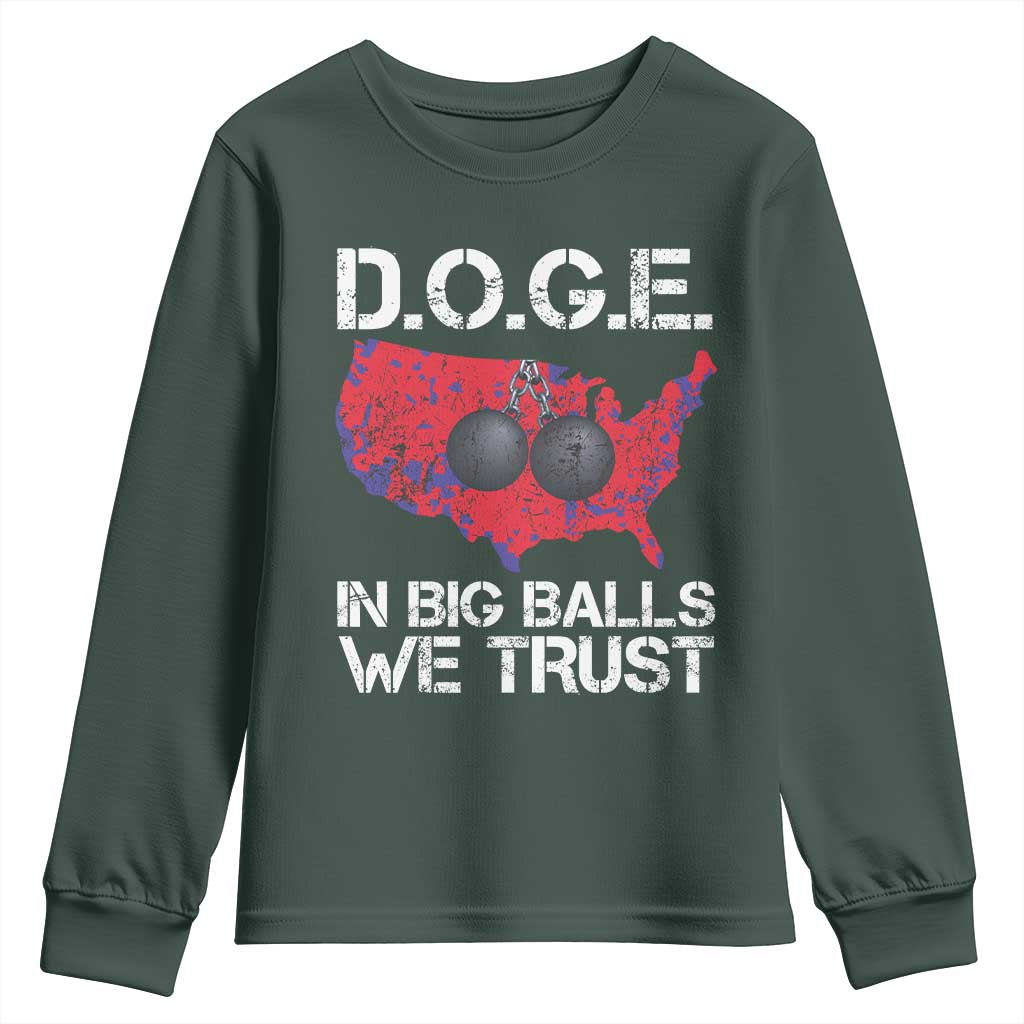 DOGE In Big Balls We Trust 2025 Youth Sweatshirt Vintage American Map