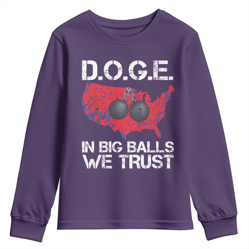 DOGE In Big Balls We Trust 2025 Youth Sweatshirt Vintage American Map