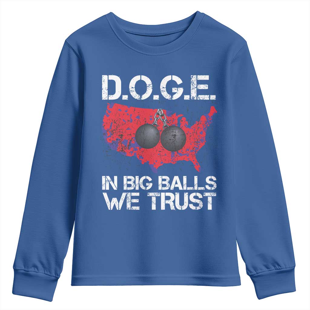DOGE In Big Balls We Trust 2025 Youth Sweatshirt Vintage American Map