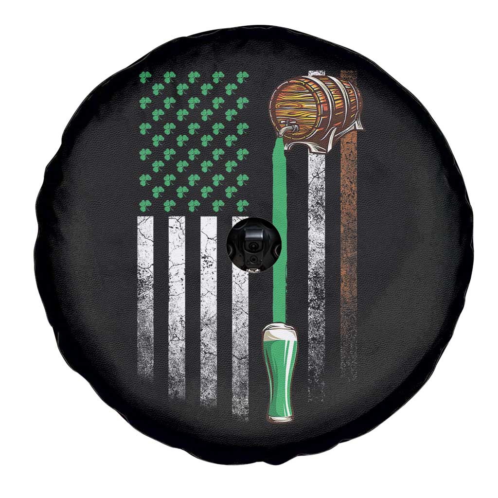 Funny St Patrick's Day Irish Beer Drinking Spare Tire Cover Vintage Irish American Flag