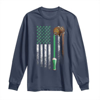 Funny St Patrick's Day Irish Beer Drinking Long Sleeve Shirt Vintage Irish American Flag