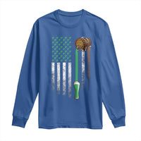 Funny St Patrick's Day Irish Beer Drinking Long Sleeve Shirt Vintage Irish American Flag