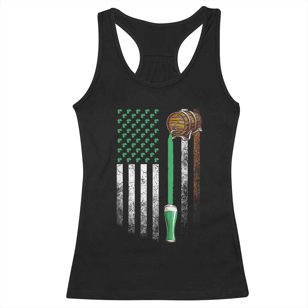 Funny St Patrick's Day Irish Beer Drinking Racerback Tank Top Vintage Irish American Flag