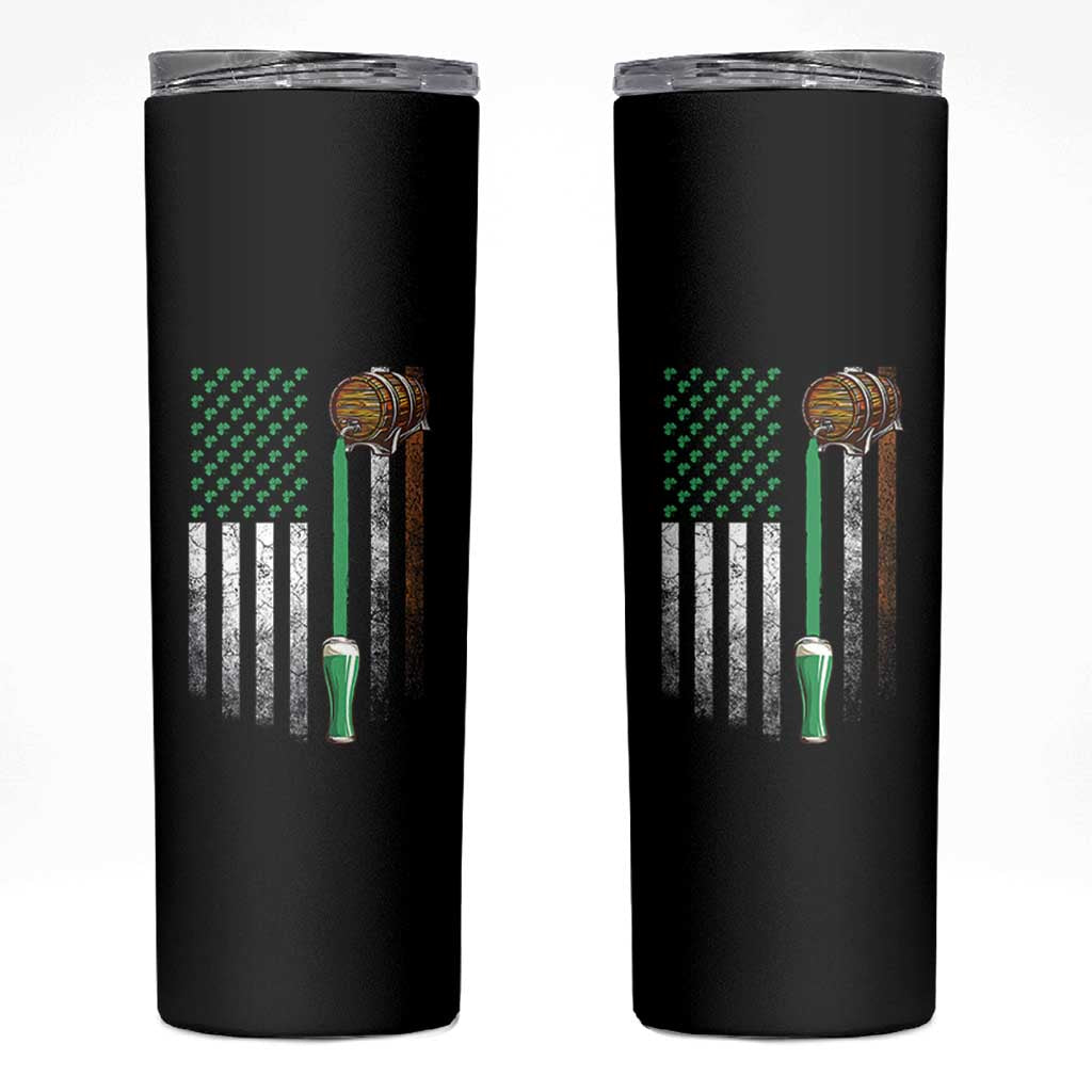 Funny St Patrick's Day Irish Beer Drinking Skinny Tumbler Vintage Irish American Flag - Wonder Print Shop