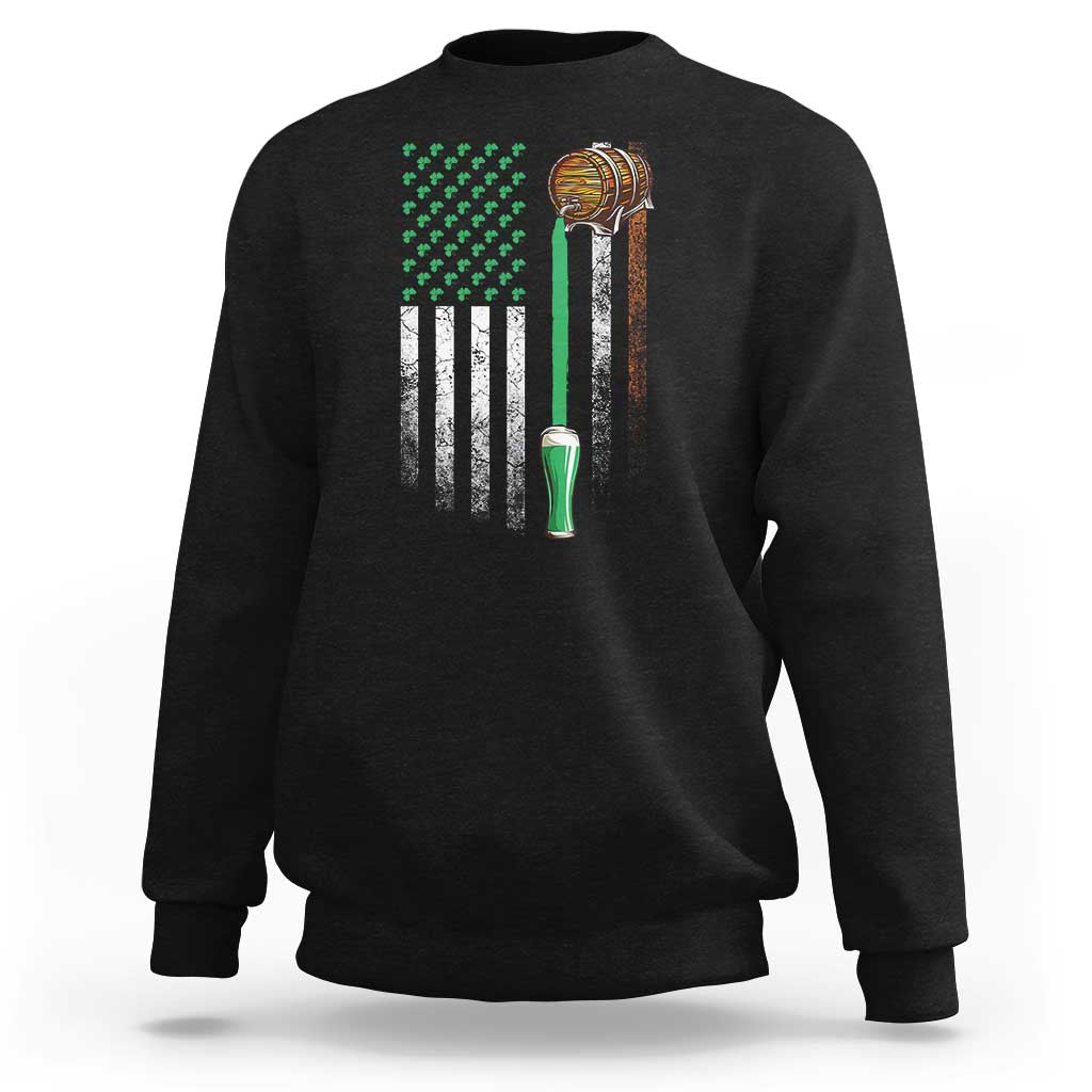 Funny St Patrick's Day Irish Beer Drinking Sweatshirt Vintage Irish American Flag