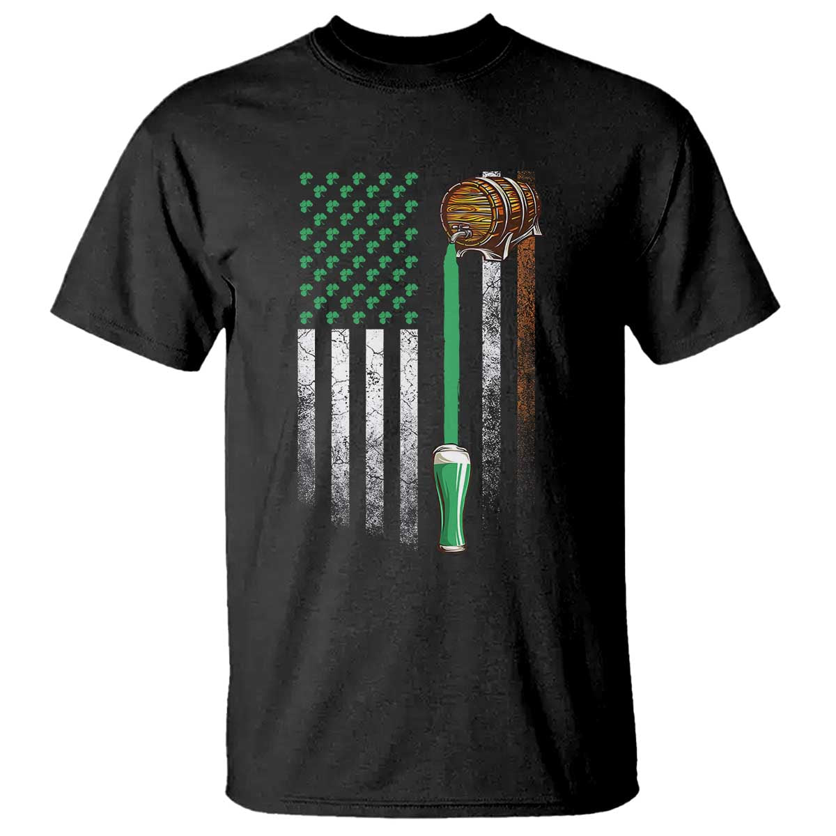 Funny St Patrick's Day Irish Beer Drinking T Shirt Vintage Irish American Flag