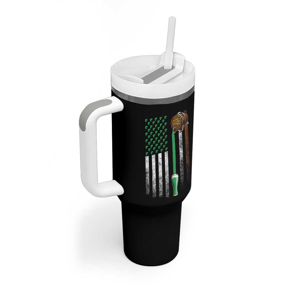Funny St Patrick's Day Irish Beer Drinking Tumbler With Handle Vintage Irish American Flag - Wonder Print Shop