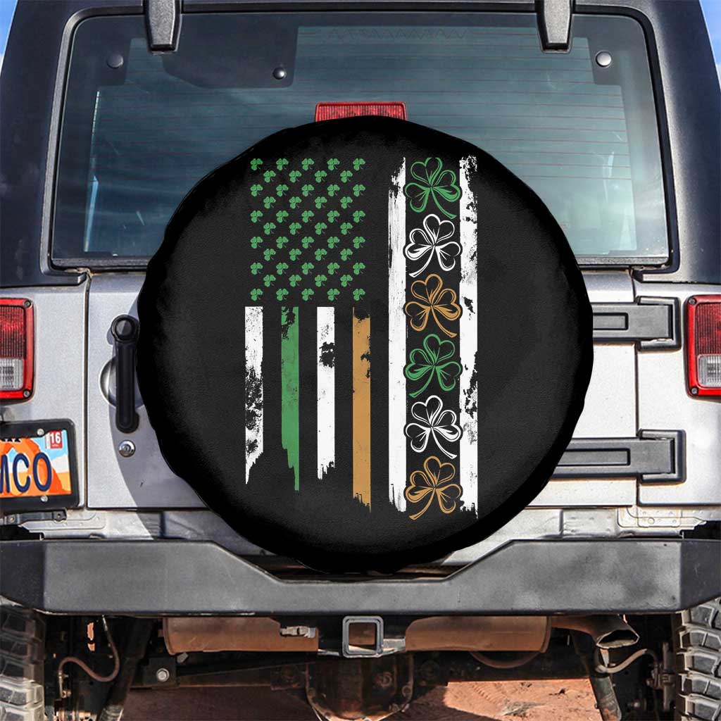 Funny Irish American Vintage Shamrock Flag Spare Tire Cover