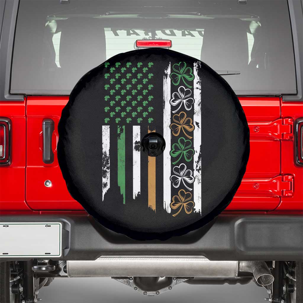 Funny Irish American Vintage Shamrock Flag Spare Tire Cover