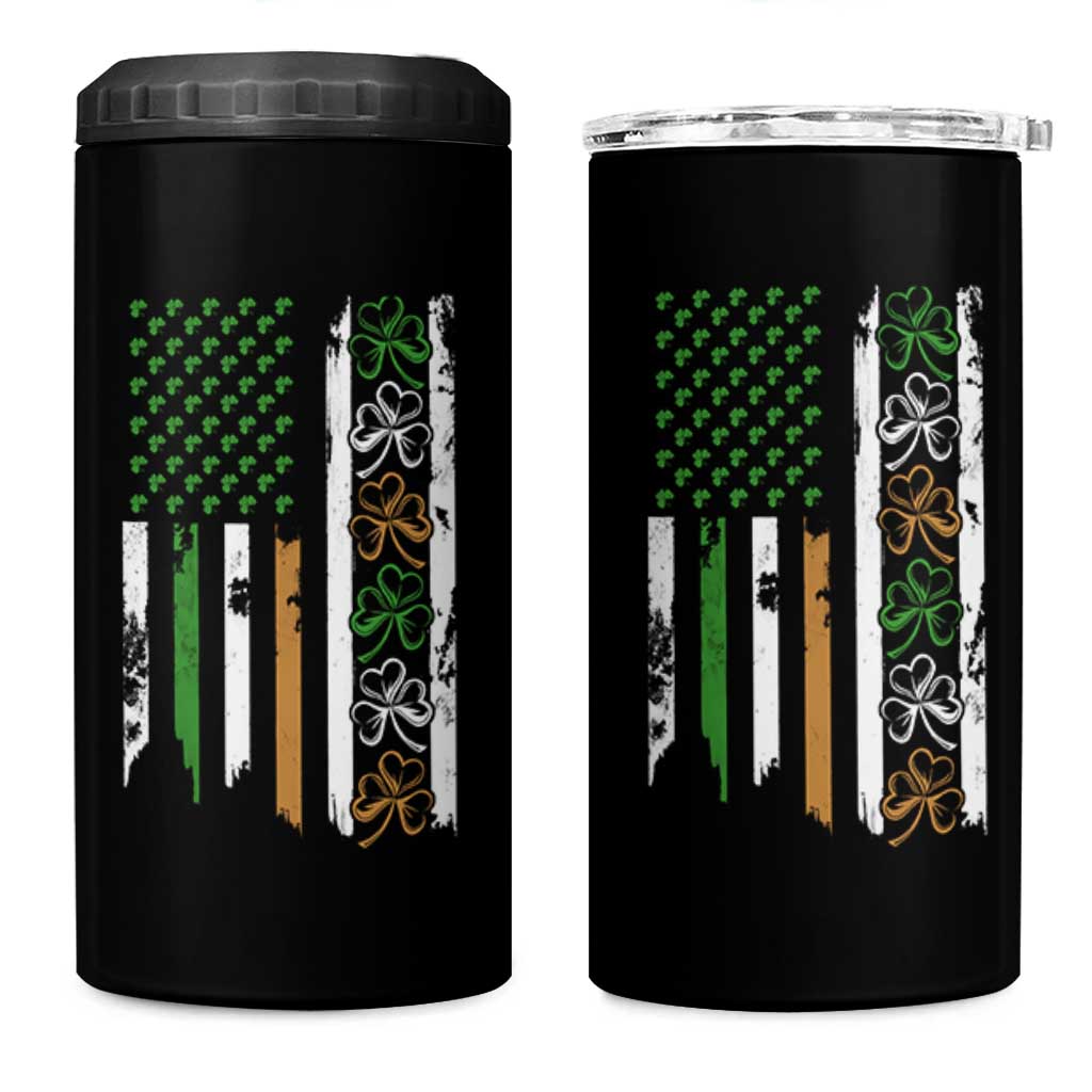 Funny Irish American Vintage Shamrock Flag 4 in 1 Can Cooler Tumbler