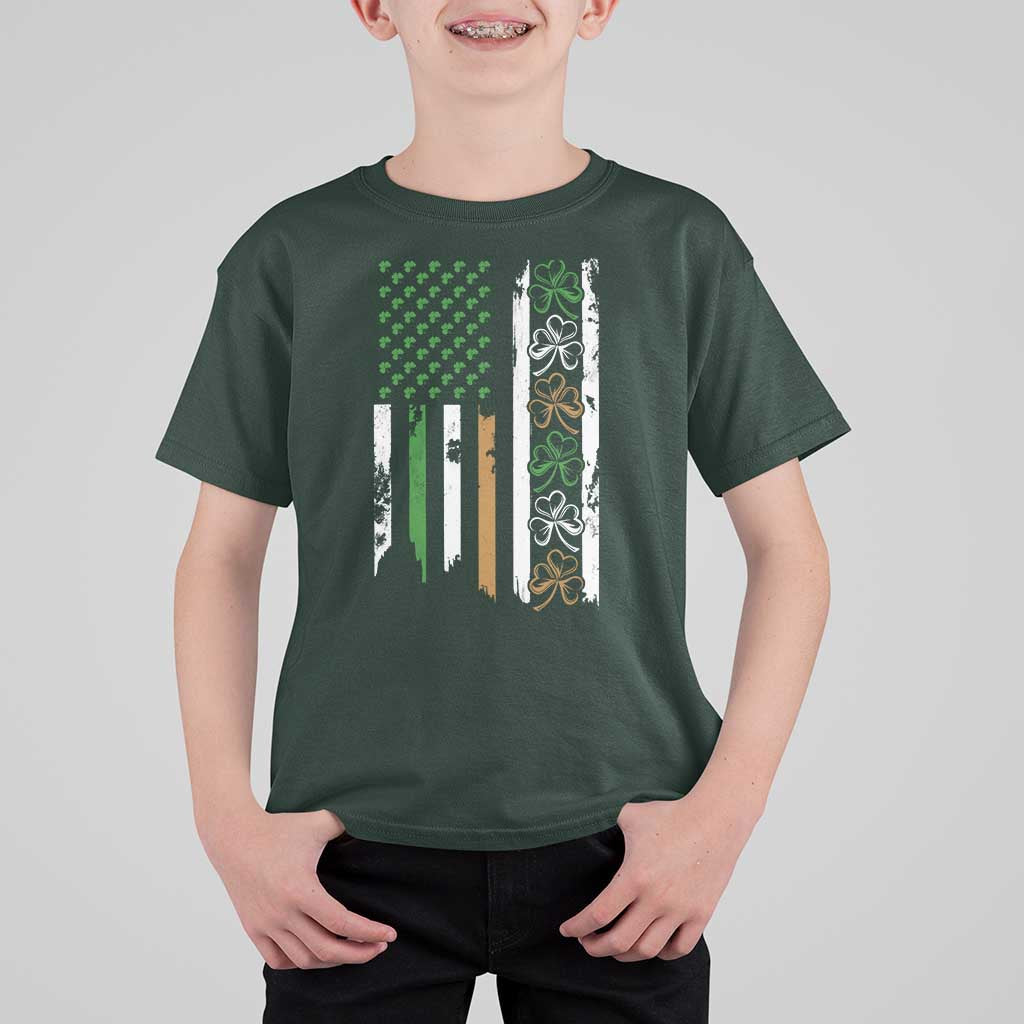 Funny Irish American Vintage Shamrock Flag T Shirt For Kid