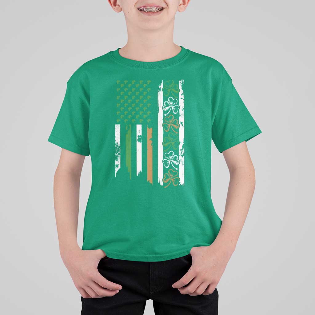 Funny Irish American Vintage Shamrock Flag T Shirt For Kid