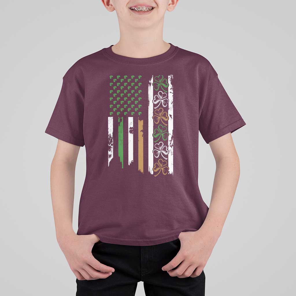 Funny Irish American Vintage Shamrock Flag T Shirt For Kid