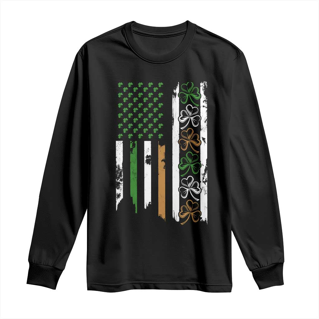 Funny Irish American Vintage Shamrock Flag Long Sleeve Shirt