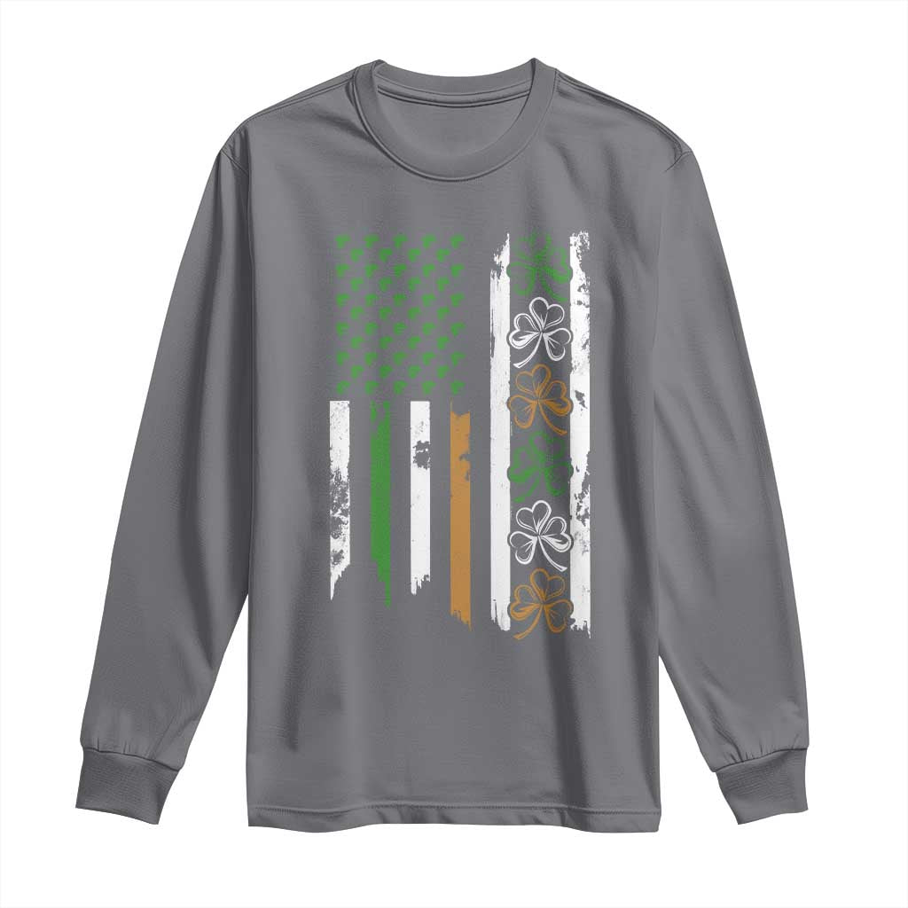 Funny Irish American Vintage Shamrock Flag Long Sleeve Shirt
