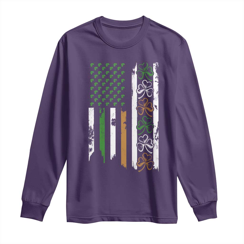 Funny Irish American Vintage Shamrock Flag Long Sleeve Shirt