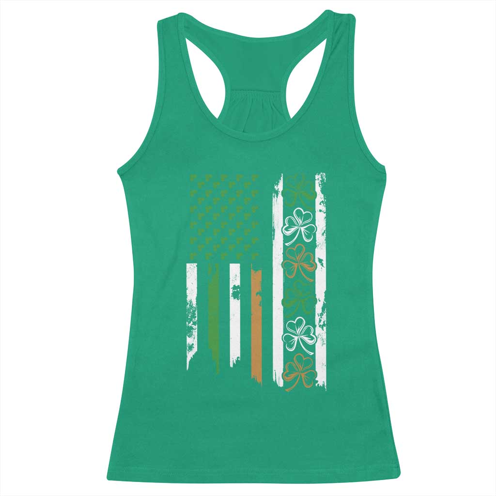 Funny Irish American Vintage Shamrock Flag Racerback Tank Top