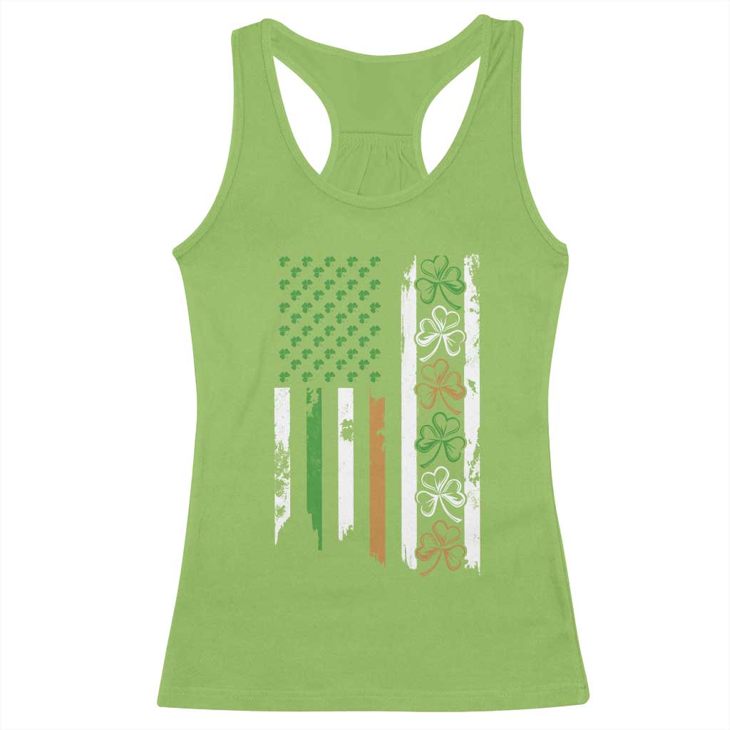 Funny Irish American Vintage Shamrock Flag Racerback Tank Top